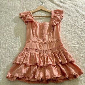 The Sang | Pink Ruffle Mini Dress XS